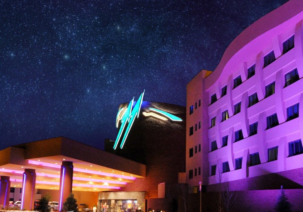 Twin Arrows casino at night